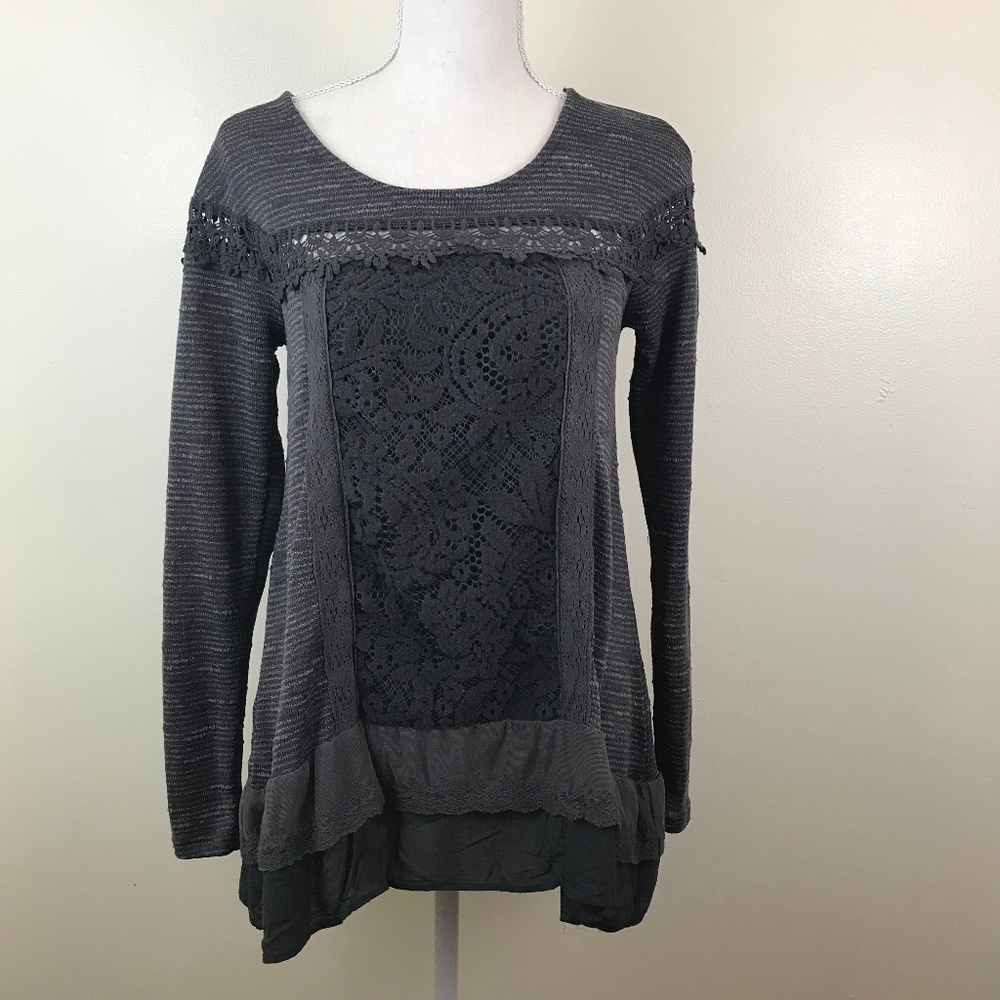 Anthropologie Meadow Rue Lace Embellished Blouse
